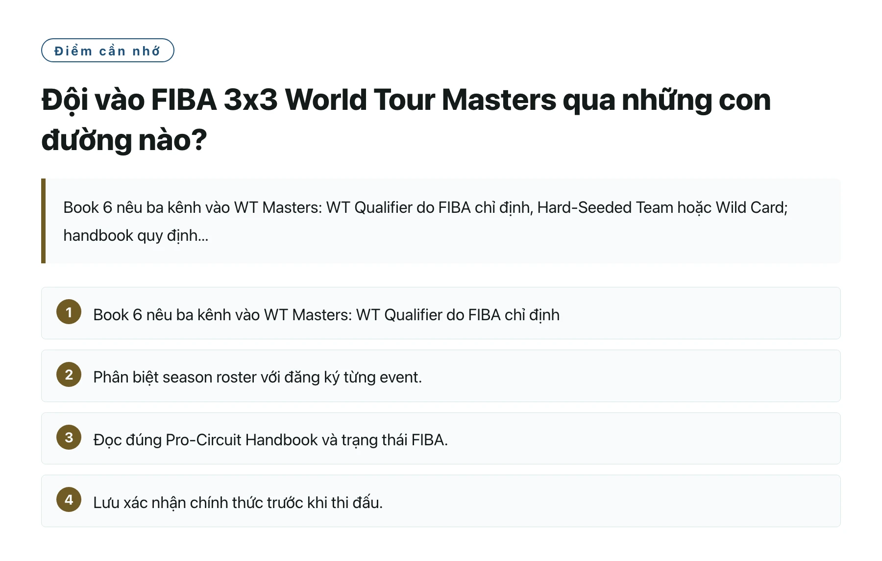 Đội vào FIBA 3x3 World Tour Masters qua những con đường nào?——全文要点速览